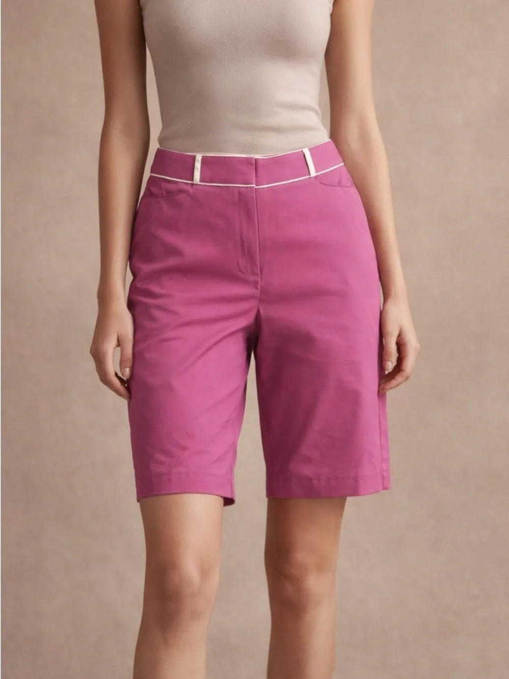Tail Magenta Bermuda Shorts with Cream Trim